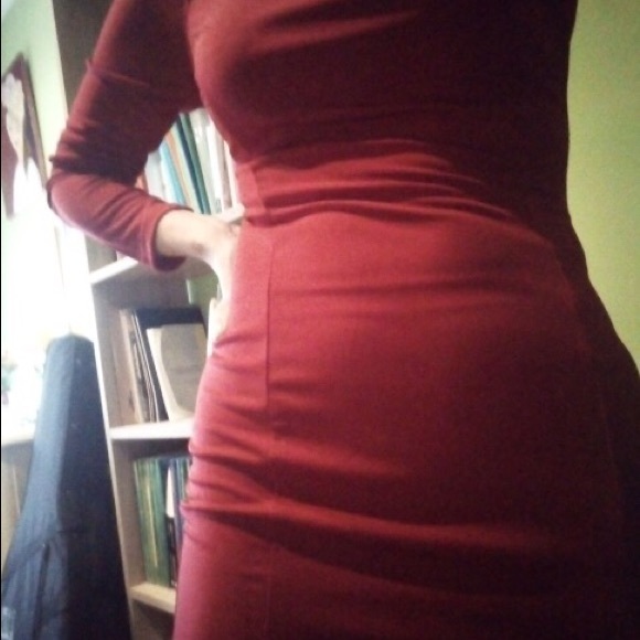 Red small work career midi Bodycon dress Christmas - Picture 4 of 4